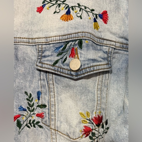 LIFTED ANCHORS Rialto Embroidered Denim Jacket In Blue,multi floral/stars Sz 3x - Picture 5 of 8